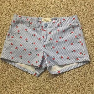 Cute blue stripped cherry shorts!